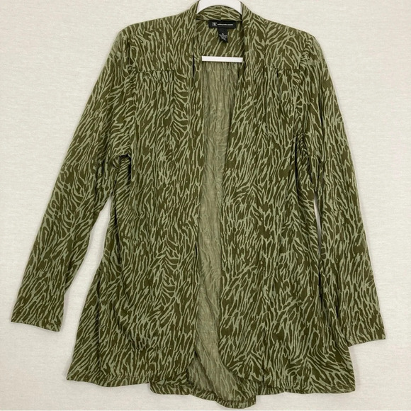 INC International Concepts Green Abstract Print Open Front Lightweight Top XL - Picture 1 of 9